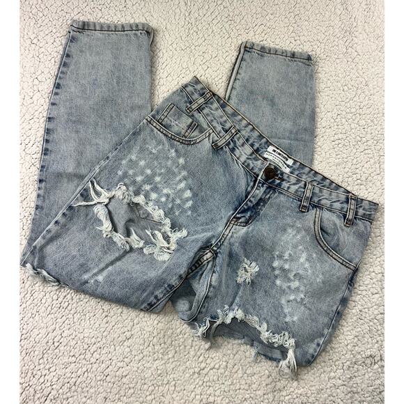One teaspoon Trashed freebirds jeans - low rise skinny leg distressed - sz 28 - Picture 2 of 11